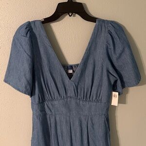 Blue V-Neck Dress